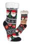 Preview: 1 Paar TippTexx 24 Hütten-Socken Weihnachtsmann mit ABS-Druck & Teddy-Futter
