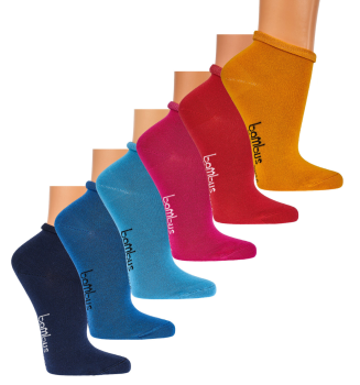 6 Paar TippTexx 24 Bambussocken Kurzschaft mit Rollrand, bunte Farben