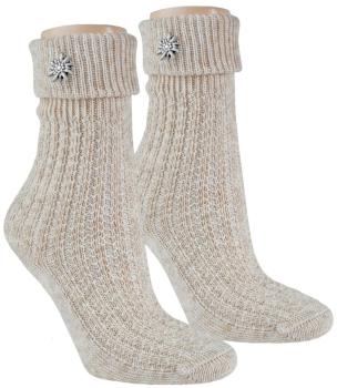Preview: 2 Paar TippTexx 24 Trachtensocken mit Edelweiß Pin