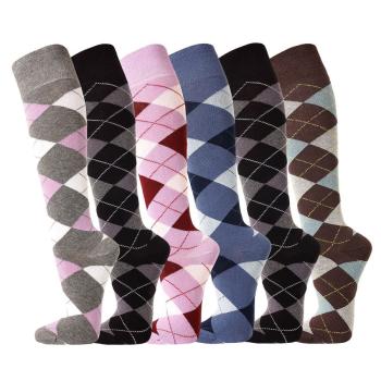 3 Paar Reit-Kniestrümpfe, Reitsocken im modischen Karo-Muster