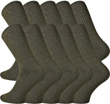 10 Paar TippTexx 24 Sportsocken, Bundeswehrsocken, Jagdsocken, khaki olivgrün