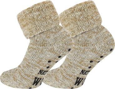 2 Paar TippTexx 24 THERMO-Wollsocken mit ABS Stopper & Innenfrottee