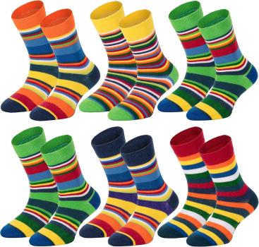 6 Paar TippTexx 24 Kinder Socken Gute Laune Ringel