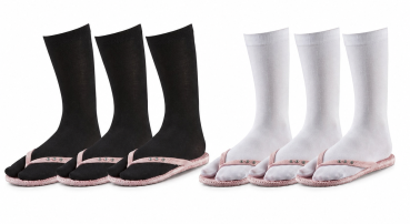 3 Paar TippTexx 24 Bambus Tabi Socken, Socken für Zehentrenner