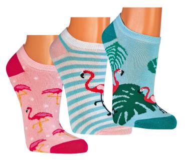 6 Paar TippTexx 24 Damen Sneakersocken Florida Flamingo