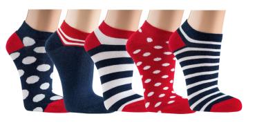 6 Paar TippTexx 24 Damen Sneakersocken Maritim