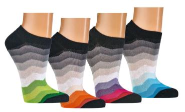 6 Paar TippTexx 24 Damen Sneakersocken Regenbogen