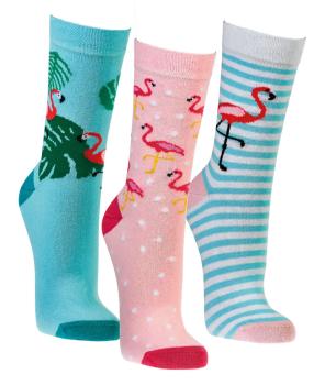 6 Paar TippTexx 24 Damensocken Florida Flamingo