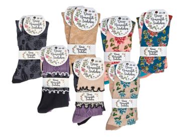 Preview: 6 Paar TippTexx 24 edle Romantik-Söckchen Damensocken im Landhaus-Stil