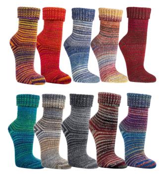 2 Paar TippTexx 24 Wollsocken im Skandinavien-Style mit Umschlag