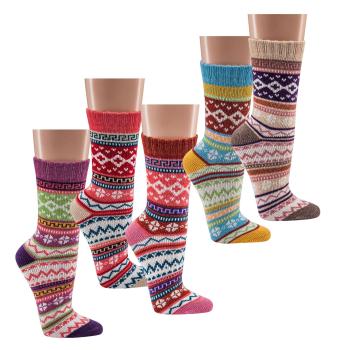 3 Paar TippTexx 24 Hygge Socken Kreuze fröhlich-bunte Norweger Socken