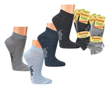 6 Paar TippTexx 24 Bambus Sneakersocken in Melange-Farben