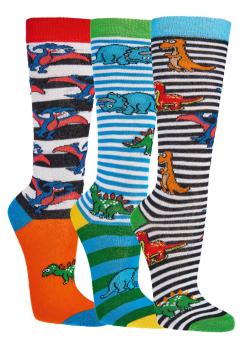 6 Paar TippTexx 24 Kinder Kniestrümpfe Dino