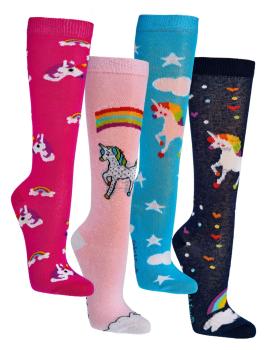 6 Paar TippTexx 24 Kinder Kniestrümpfe Einhorn