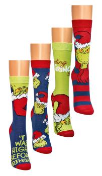 2 Paar TippTexx 24 Grinch-Weihnachtssocken, freche Spaßsocken