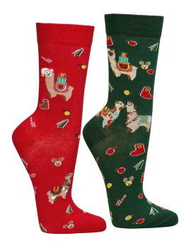 2 Paar TippTexx 24 lustige Weihnachts-Socken Alpaka