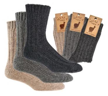 2 Paar TippTexx 24 100% Wollsocken mit Alpakawolle NATUR PUR
