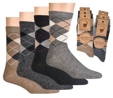 6 Paar TippTexx 24 warme Alpaka-Socken im Karo-Design