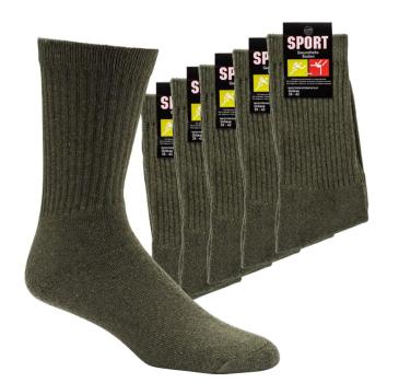 Preview: 10 Paar TippTexx 24 Sportsocken, Bundeswehrsocken, Jagdsocken, khaki olivgrün