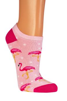 Preview: 6 Paar TippTexx 24 Damen Sneakersocken Florida Flamingo