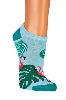 Preview: 6 Paar TippTexx 24 Damen Sneakersocken Florida Flamingo