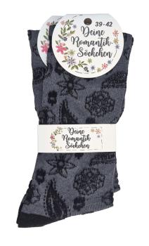 6 Paar TippTexx 24 edle Romantik-Söckchen Damensocken im Landhaus-Stil