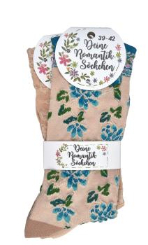 6 Paar TippTexx 24 edle Romantik-Söckchen Damensocken im Landhaus-Stil