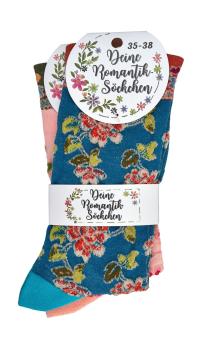 6 Paar TippTexx 24 edle Romantik-Söckchen Damensocken im Landhaus-Stil