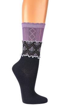 6 Paar TippTexx 24 edle Romantik-Söckchen Damensocken im Landhaus-Stil
