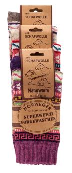 3 Paar TippTexx 24 Hygge Socken Kreuze fröhlich-bunte Norweger Socken