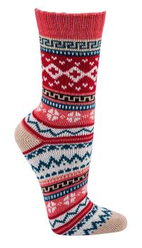 Preview: 3 Paar TippTexx 24 Hygge Socken Kreuze fröhlich-bunte Norweger Socken