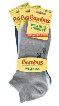 6 Paar TippTexx 24 Bambus Sneakersocken in Melange-Farben
