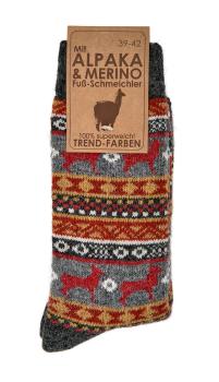 2 Paar TippTexx 24 Hygge Norweger-Socken "Peru" mit Merino- & Alpakawolle