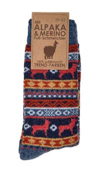 2 Paar TippTexx 24 Hygge Norweger-Socken "Peru" mit Merino- & Alpakawolle