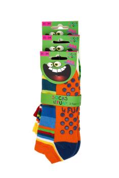 Preview: 3 Paar TippTexx 24 Kinder ABS Sneaker-Stoppersocken Gute Laune Ringel
