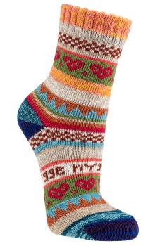 Preview: 3 Paar TippTexx 24 Hygge Socken Herzen fröhlich-bunte Norweger Socken