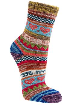 3 Paar TippTexx 24 Hygge Socken Herzen fröhlich-bunte Norweger Socken