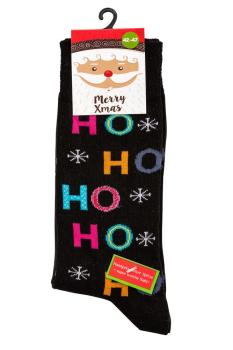 2 Paar TippTexx 24 festliche Weihnachts-Socken "Ho Ho Ho"