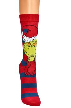Preview: 2 Paar TippTexx 24 Grinch-Weihnachtssocken, freche Spaßsocken