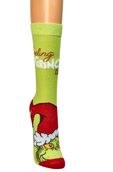 Preview: 2 Paar TippTexx 24 Grinch-Weihnachtssocken, freche Spaßsocken