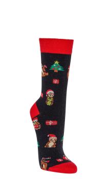 Preview: 2 Paar TippTexx 24 lustige Weihnachts-Socken Faultier