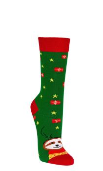 Preview: 2 Paar TippTexx 24 lustige Weihnachts-Socken Faultier