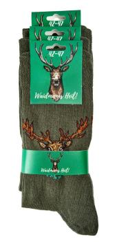 Preview: 3 Paar TippTexx 24 Jagdsocken mit Hirschmotiv