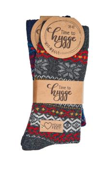 2 Paar TippTexx 24 Hygge-Socken mit Wolle, sortierte Farben