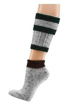 Preview: 1 Paar TippTexx 24 Herren Trachtenstrümpfe Loferl 2-teiliges Set Wadenwärmer + Socken