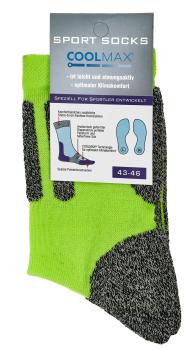 2 Paar TippTexx 24 COOLMAX Sport Trekkingsocken in Neon-Farben