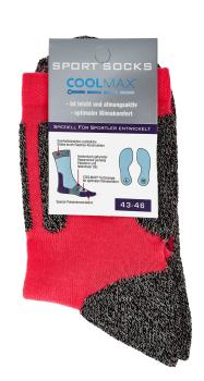 2 Paar TippTexx 24 COOLMAX Sport Trekkingsocken in Neon-Farben