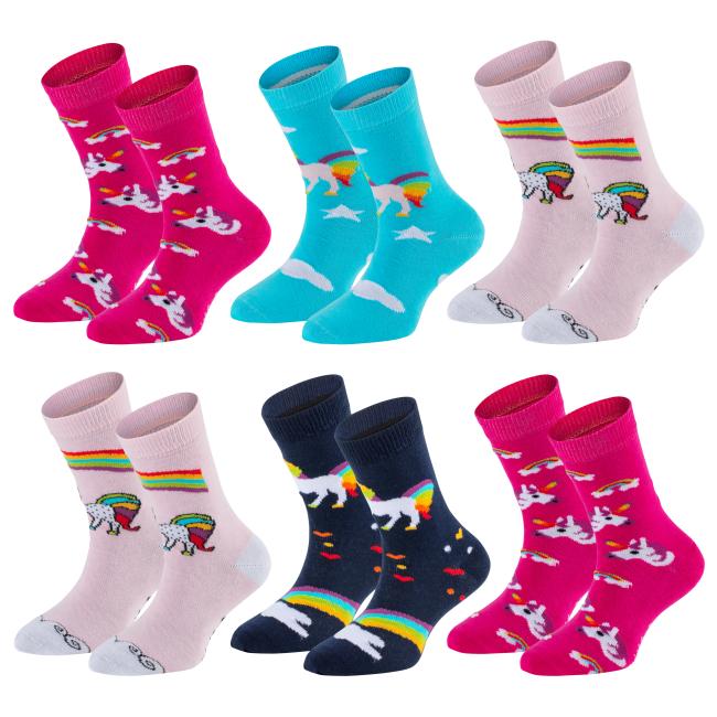 6 Paar TippTexx 24 Kinder Socken Einhorn