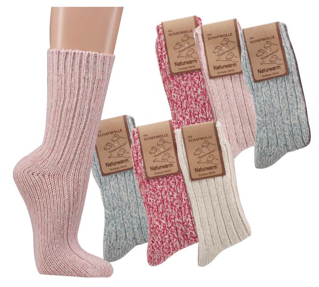 3 Paar TippTexx 24 Damen Norwegersocken in schönen Pastellfarben