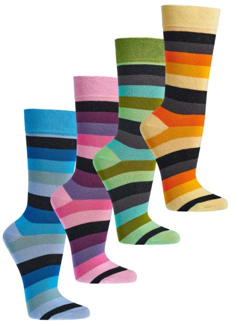 6 Paar TippTexx 24 geringelte Trend Socken mit Bio Baumwolle